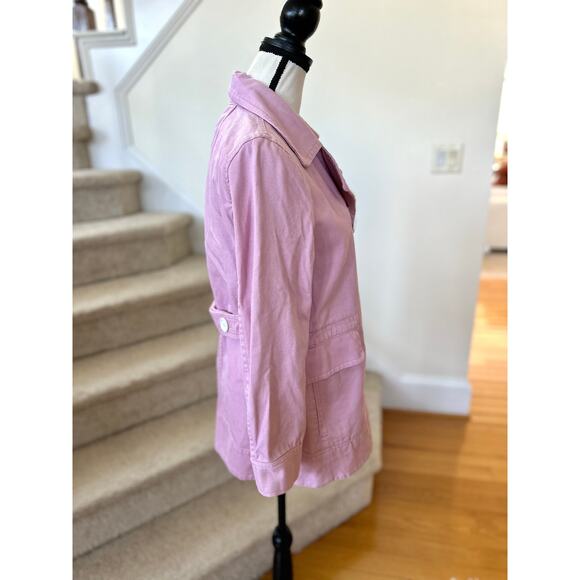 J.Crew Pink Cotton Canvas Double Breasted Pea Coat Work Barn Jacket - Picture 2 of 6